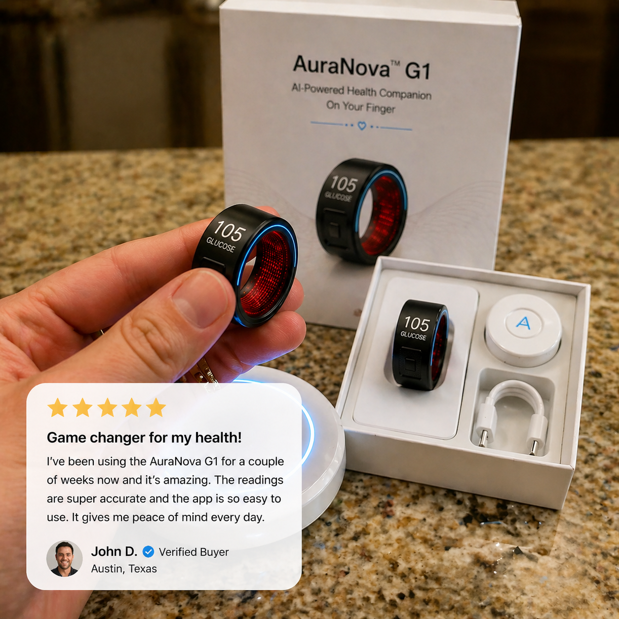 75% OFF🔥Exclusive Launch Offer🎉AuraNova™ G1 Non-Invasive Smart Ring Pro