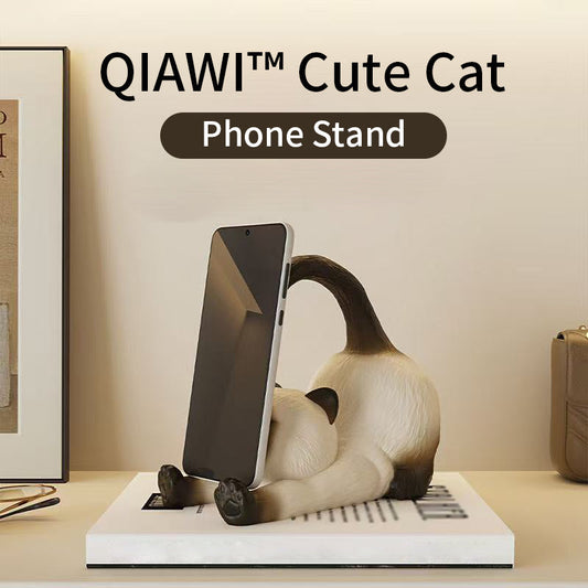 QIAWI™ Cute Cat Phone Stand, Adorable Desk Holder for Phones & Tablets