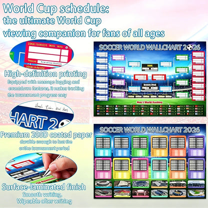 🔥Last Day: Buy 2 Get 1 Free - 🗓️ ⚽ 2026 World Cup Poster Set|Group Stage & Knockout Posters (23.6” x 35.4”)