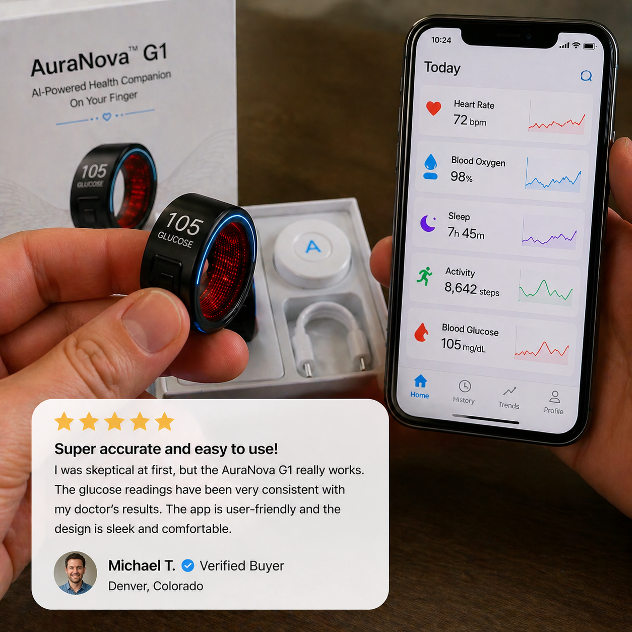🎉75% OFF Launch Deal🔥AuraNova™ G1 Non-Invasive Smart Ring