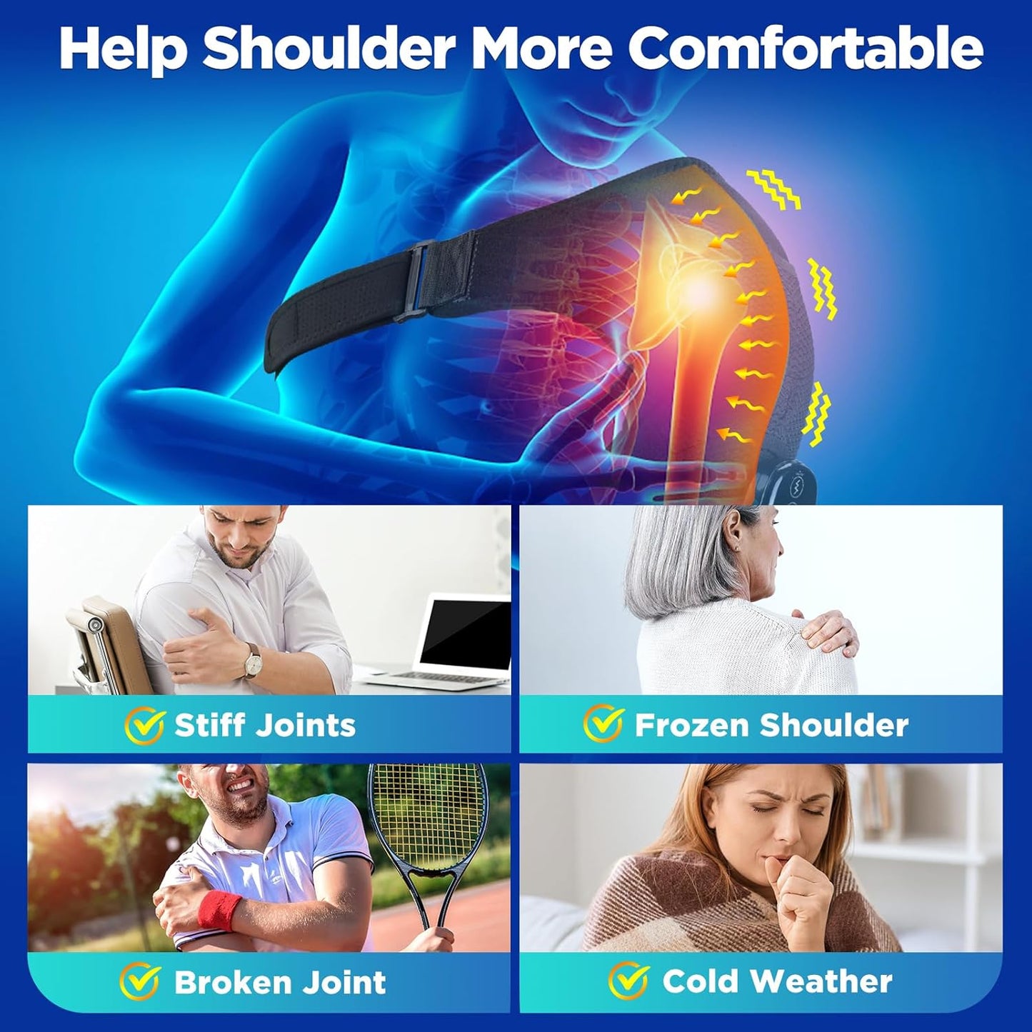 💥 Goodbye Shoulder Tension — Hello Instant Comfort Heated Vibration Shoulder Brace