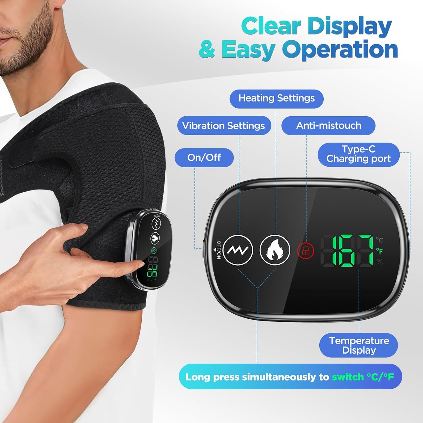 💥 Goodbye Shoulder Tension — Hello Instant Comfort Heated Vibration Shoulder Brace
