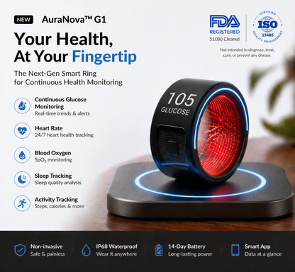 75% OFF🔥Exclusive Launch Offer🎉AuraNova™ G1 Non-Invasive Smart Ring Pro
