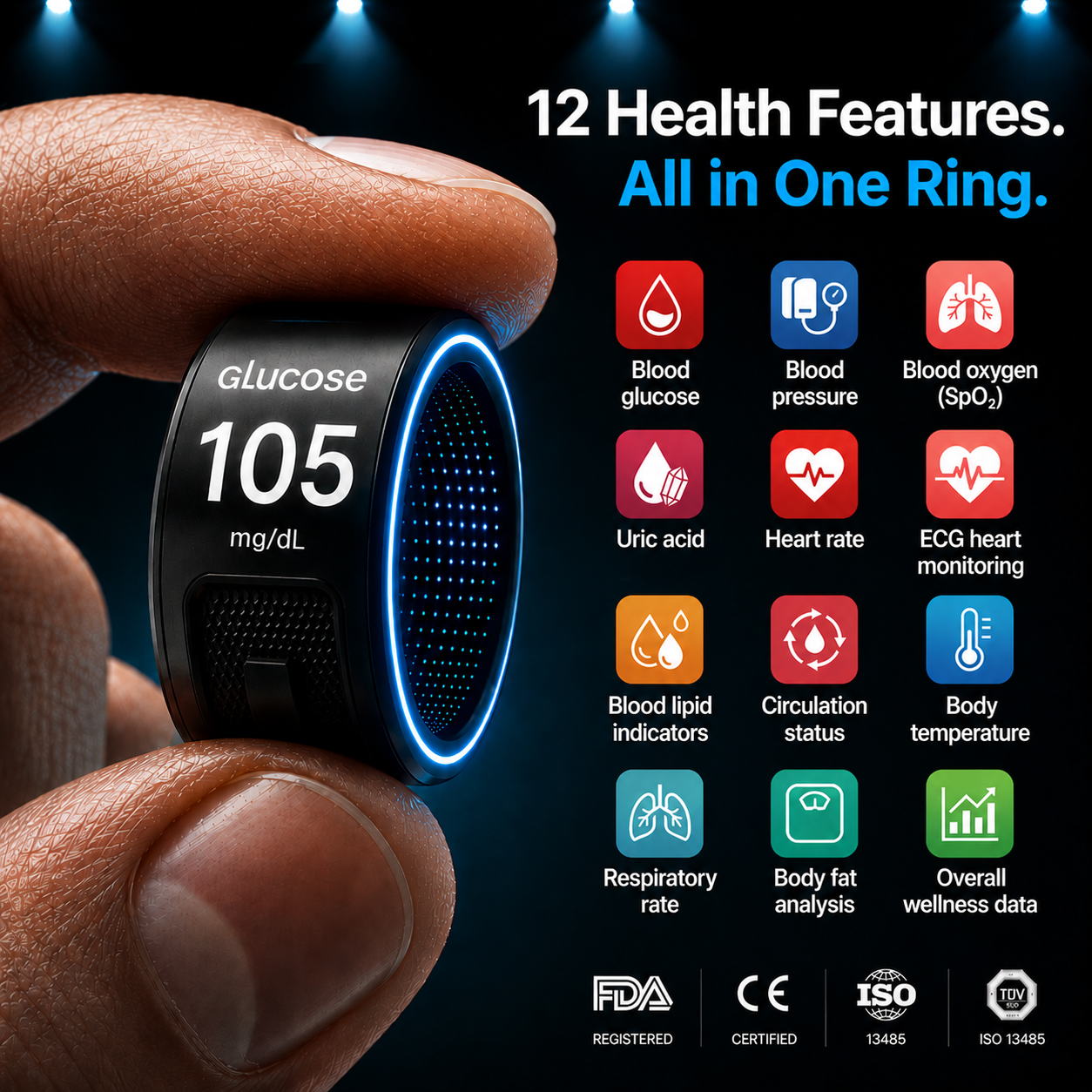 75% OFF🔥Exclusive Launch Offer🎉AuraNova™ G1 Non-Invasive Smart Ring Pro