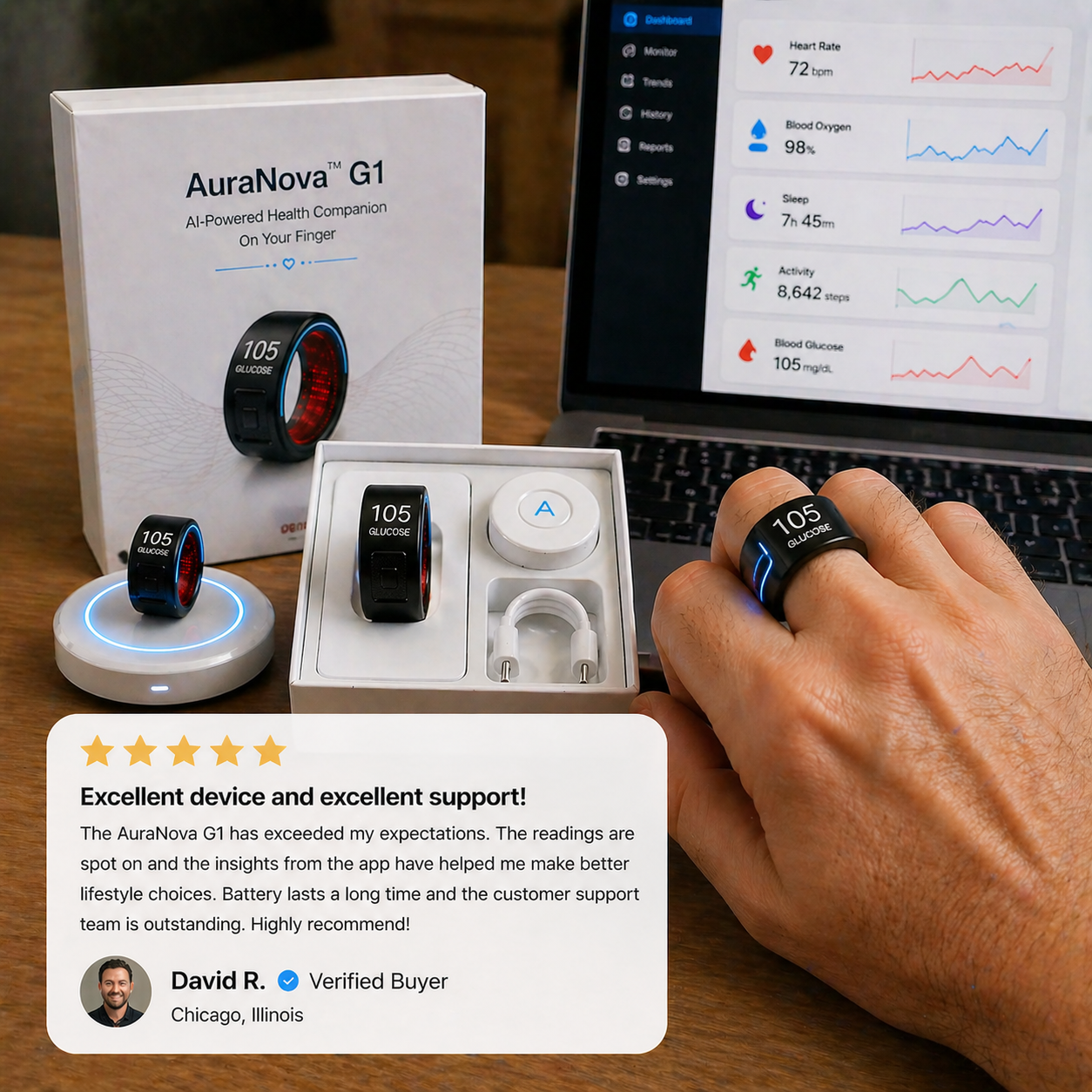 75% OFF🔥Exclusive Launch Offer🎉AuraNova™ G1 Non-Invasive Smart Ring Pro